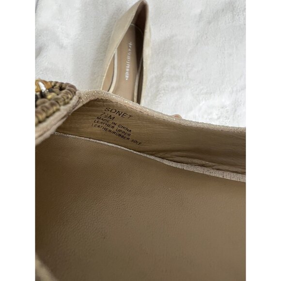 Donald J Pliner Gold Peep Toe Flats With Embellished Front Womens Size 7.5 - Picture 9 of 9